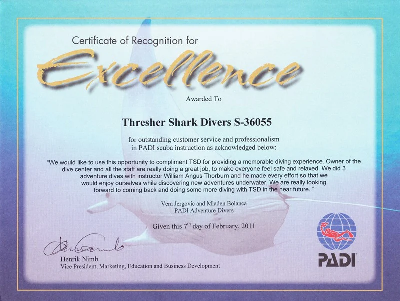 Certificate of Excellence TSD Vera February 2011