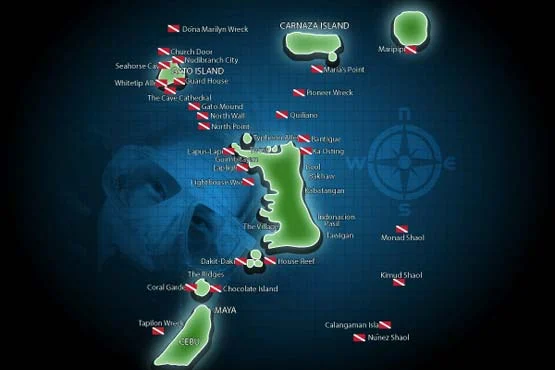 Map showing location of Malapascua Island